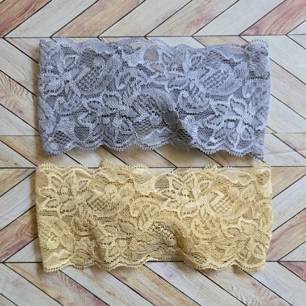 Lace Bowknot Headbands Gray & Beige Elastic Bow Headwraps Baby Girl Hairbands